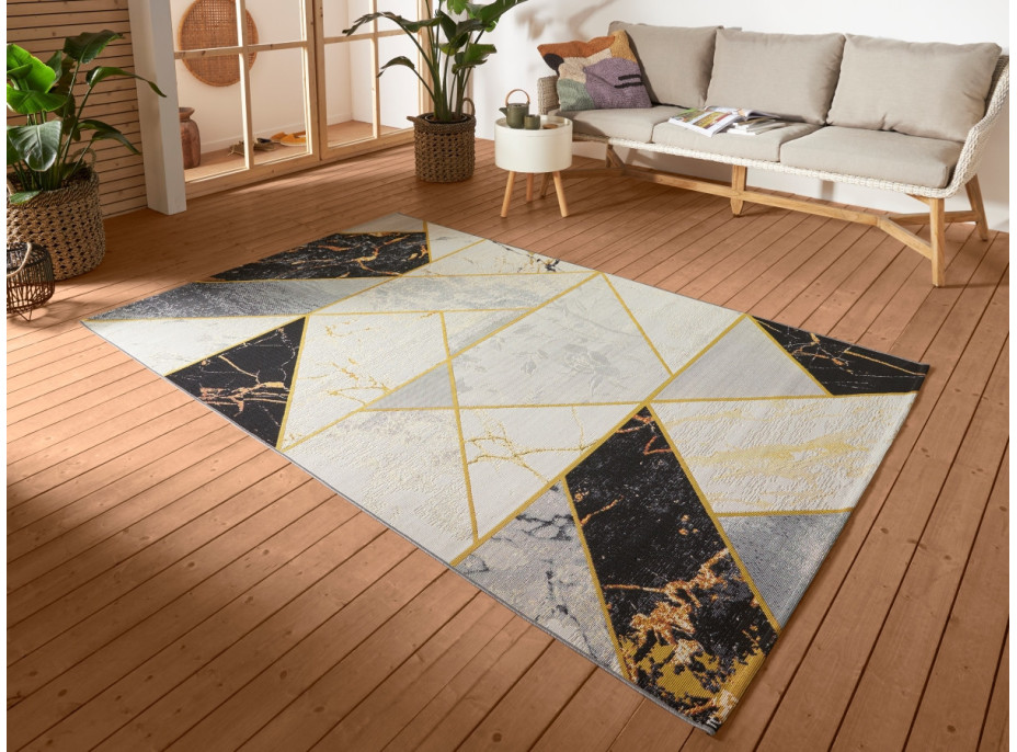 Kusový koberec Flair 105610 Noble Black Grey Gold – na von aj na doma