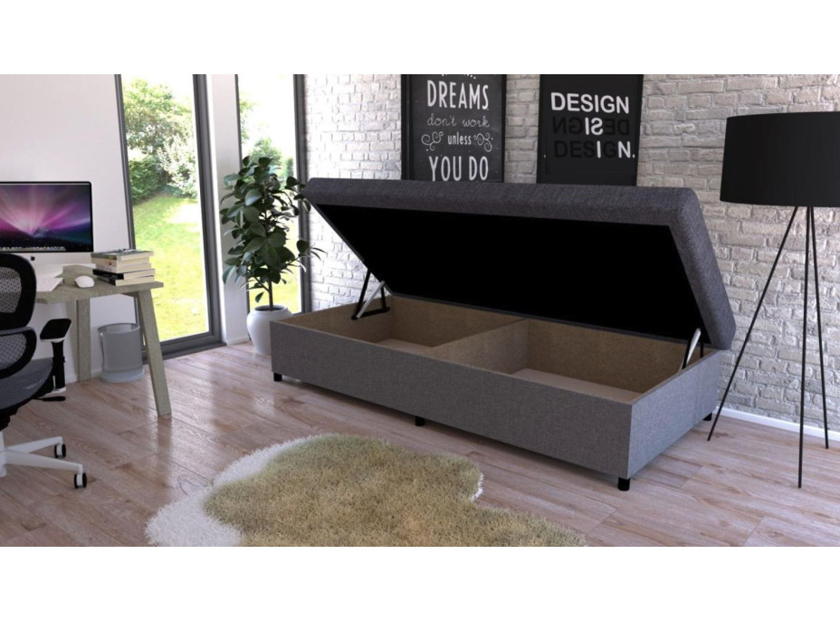 Čalúnená posteľ s úložným priestorom VELNO II - 200x80 cm - šedá