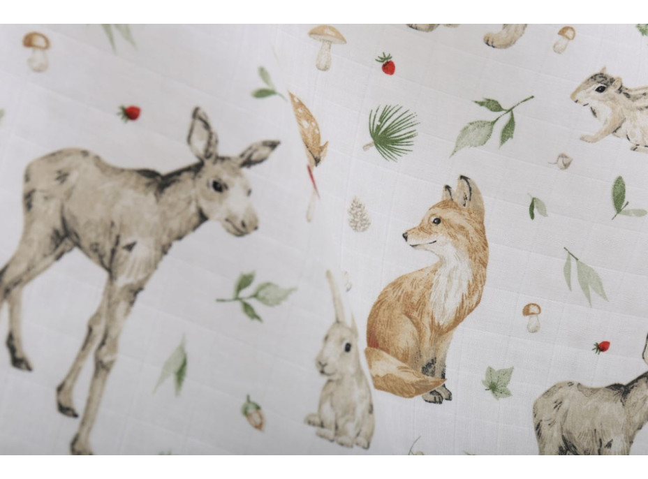 Detské mušelínové plienky BABYMAM PREMIUM 60x75 cm - sada 3 ks - Lesné zvieratká