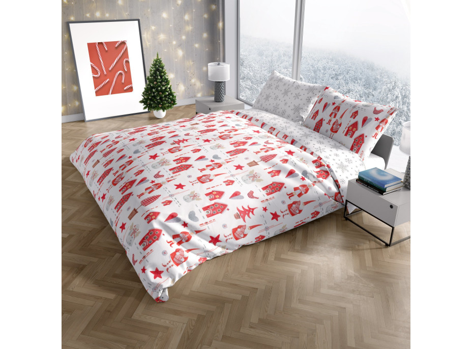 Bavlnené obliečky SCANDI Vianočné postavy / snehové vločky - 220x200 cm
