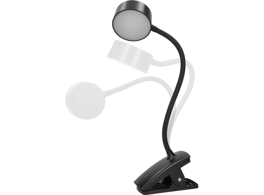Solight LED stolná nabíjacia lampička, 2W, 210lm, 3CCT, čierna, clip