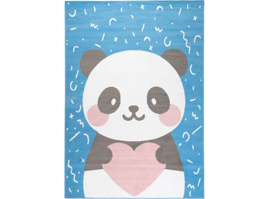 Detský koberček JOLLY Blue - Panda so srdiečkom