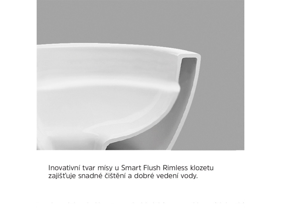 WC kombi, vyvýšené, vario odpad, kapotované, Smart Flush RIMLESS, keramické vr. sedátka