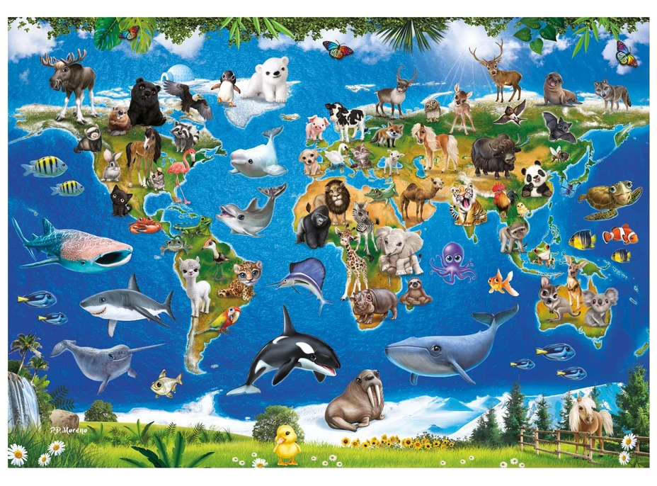 DINO Puzzle Mapa zvierat XL 100 dielikov