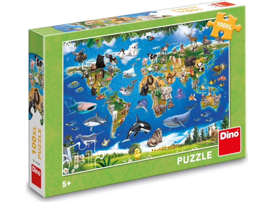 DINO Puzzle Mapa zvierat XL 100 dielikov