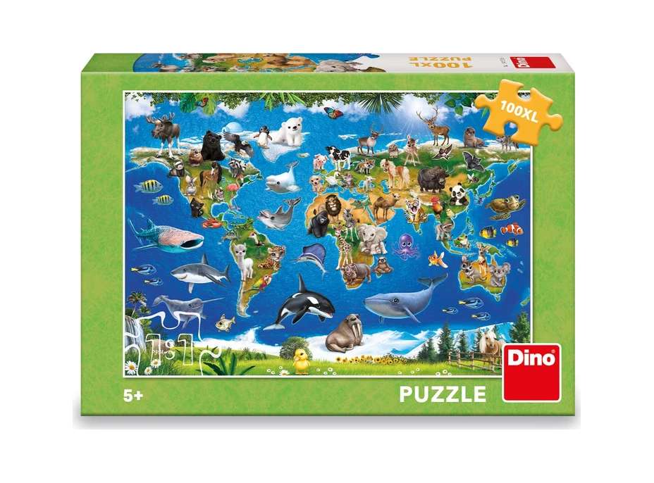 DINO Puzzle Mapa zvierat XL 100 dielikov
