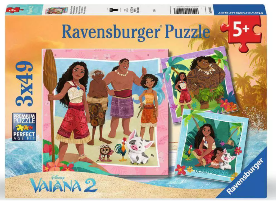 RAVENSBURGER Puzzle Disney: Odvážna Vaiana 3x49 dielikov