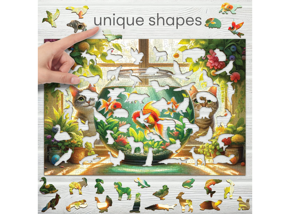 WOODEN CITY Drevené puzzle Mačky a rybičky 505 dielikov