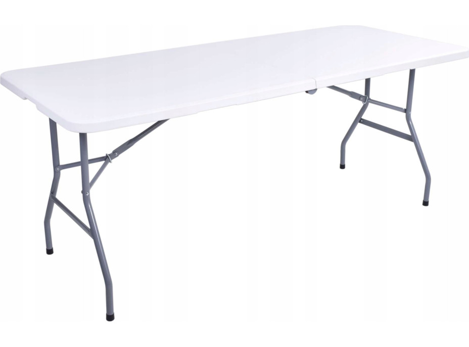 Zostava cateringového nábytku FETA WHITE (stôl 180 cm + 6 stoličiek BASICO) - biela / čierna