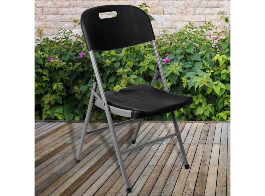 Zostava cateringového nábytku FETA BLACK (stôl 180 cm + 6 stoličiek) - čierna