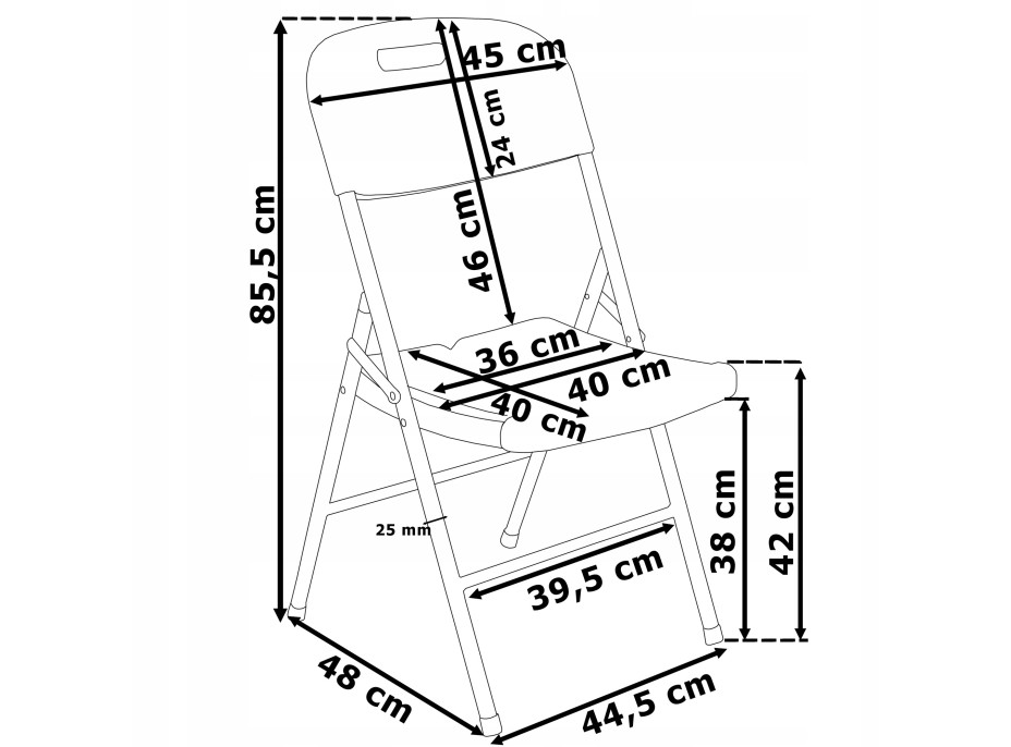 Zostava cateringového nábytku FETA BLACK (stôl 180 cm + 6 stoličiek) - čierna