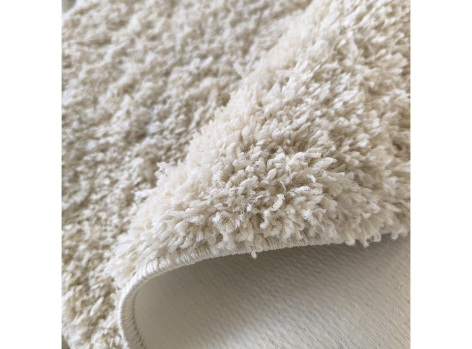 Moderný koberec SHAGGY CAMIL okrúhly - ecru
