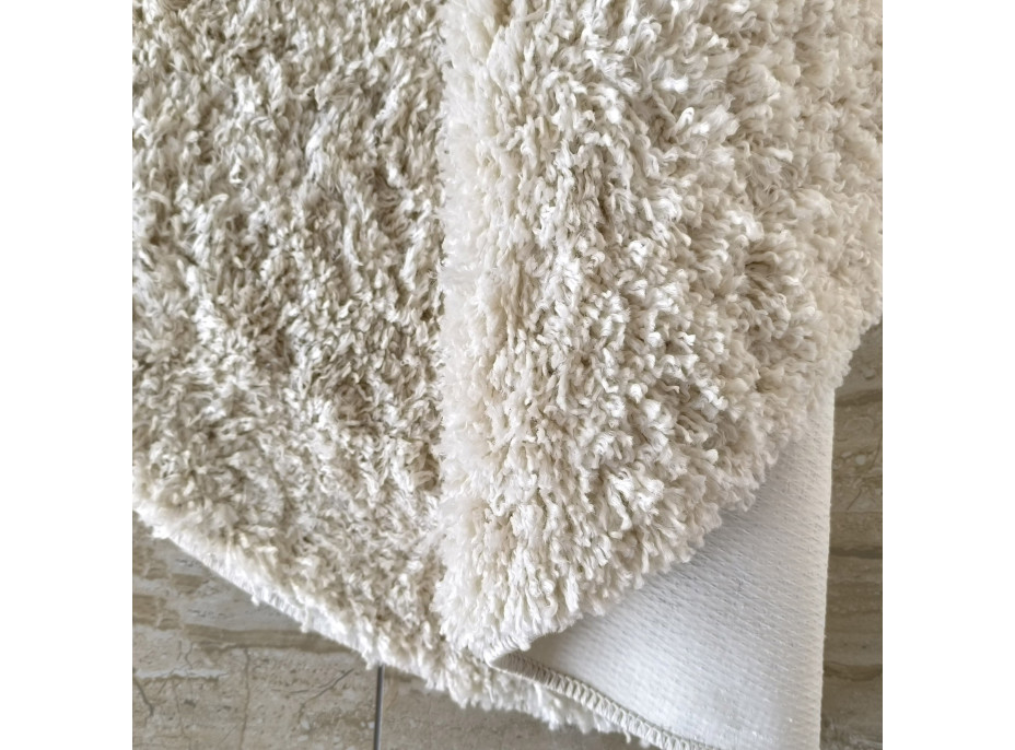 Moderný koberec SHAGGY CAMIL okrúhly - ecru