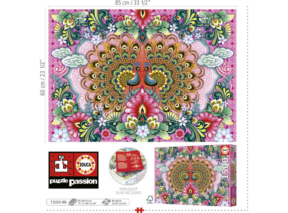 EDUCA Puzzle Pávy indickí 1500 dielikov