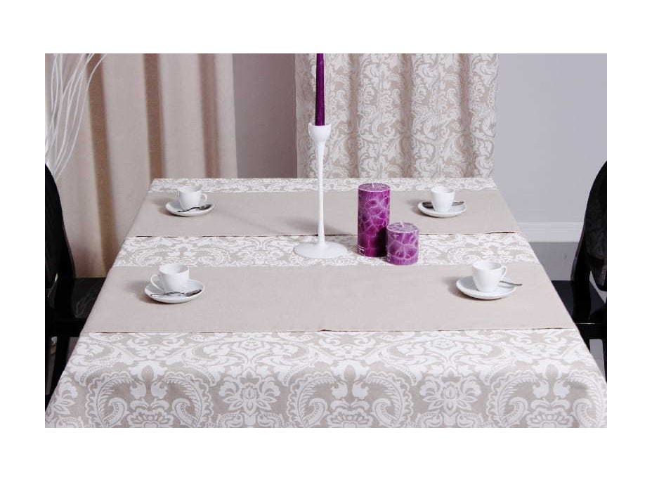 Dekoračný obrus ANGELA 135x220 cm - biely/béžový