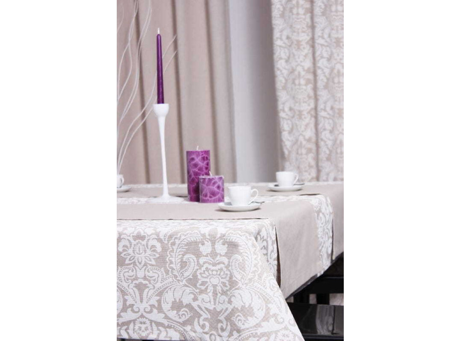 Dekoračný obrus ANGELA 135x220 cm - biely/béžový