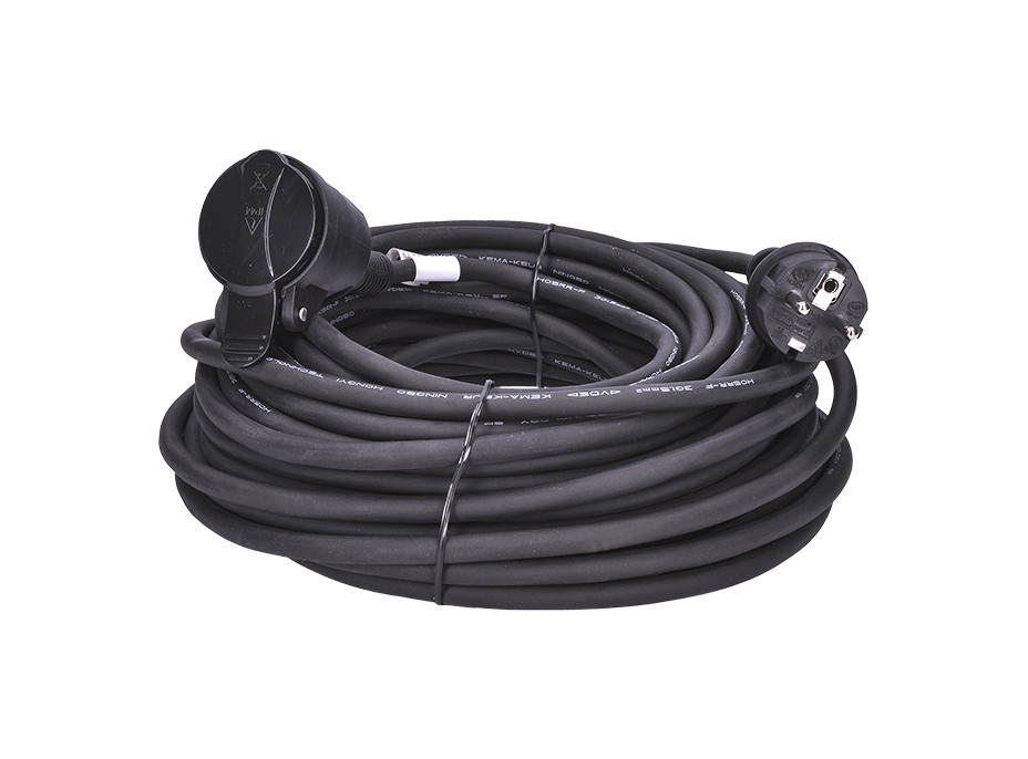 Solight predlžovací prívod - spojka, 1 zásuvka, 20m, 3 x 1,5mm2, gumová, čierna