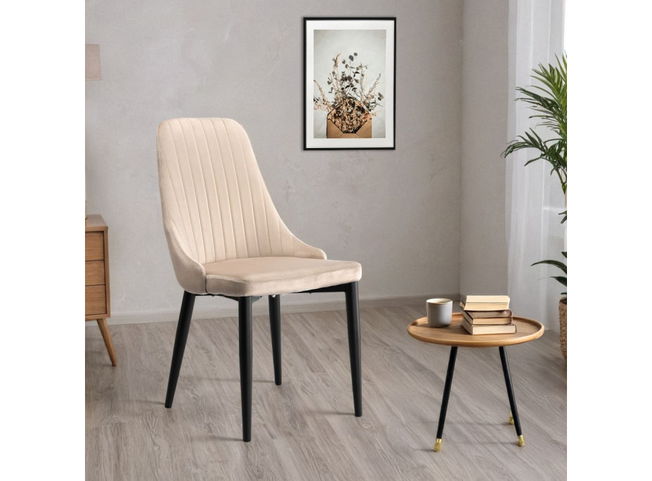 Béžová jedálenská stolička velvet LORIENT
