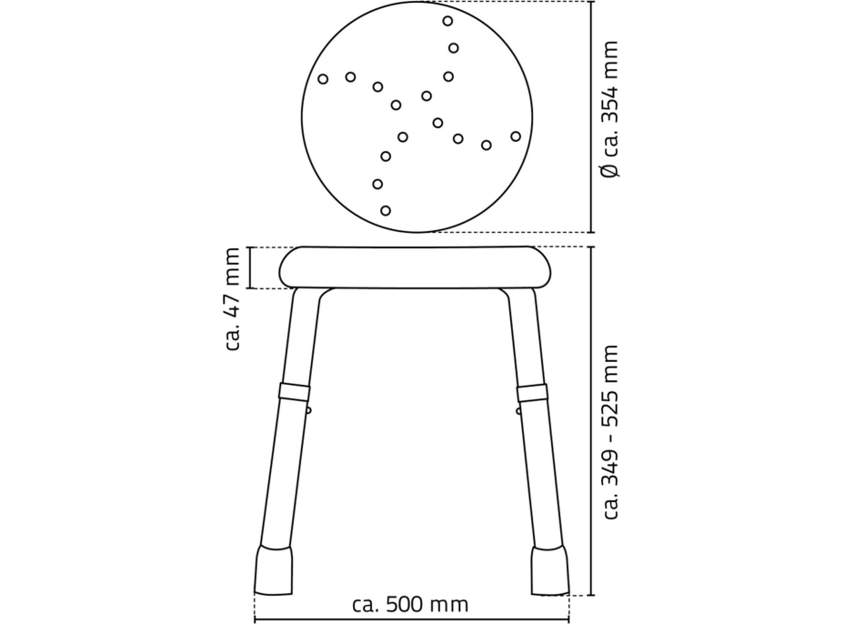Ridder HANDICAP kúpeľňová stolička, priemer 45cm, biela A170101
