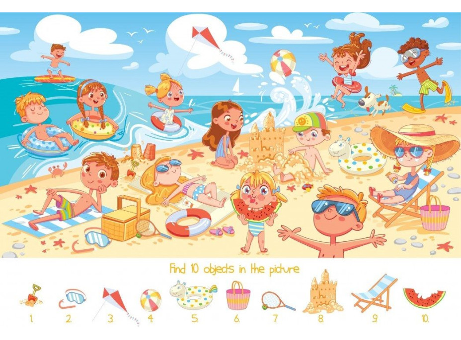 BLUEBIRD Puzzle s hľadaním obrázkov Na pláži 104 dielikov