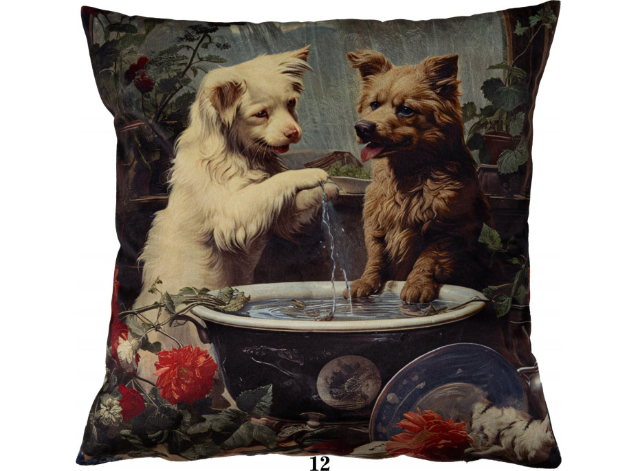 Obliečka na vankúš VELVET PRINT Psy - 40x40 cm