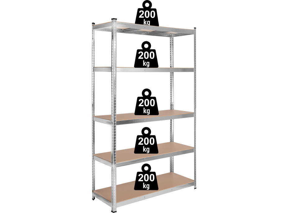 Policový regál - 5 políc - 205x120x45 cm