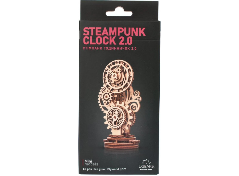 UGEARS 3D puzzle Steampunkové hodiny 2.0, 40 dielikov