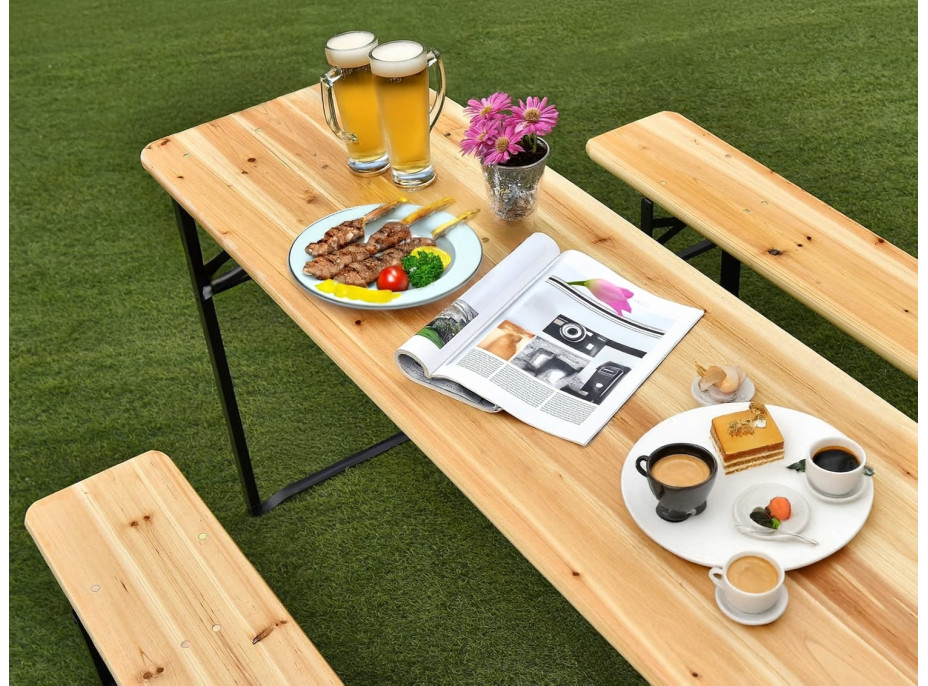 Pivný záhradný set LAGER - stôl + 2 lavice 220 cm