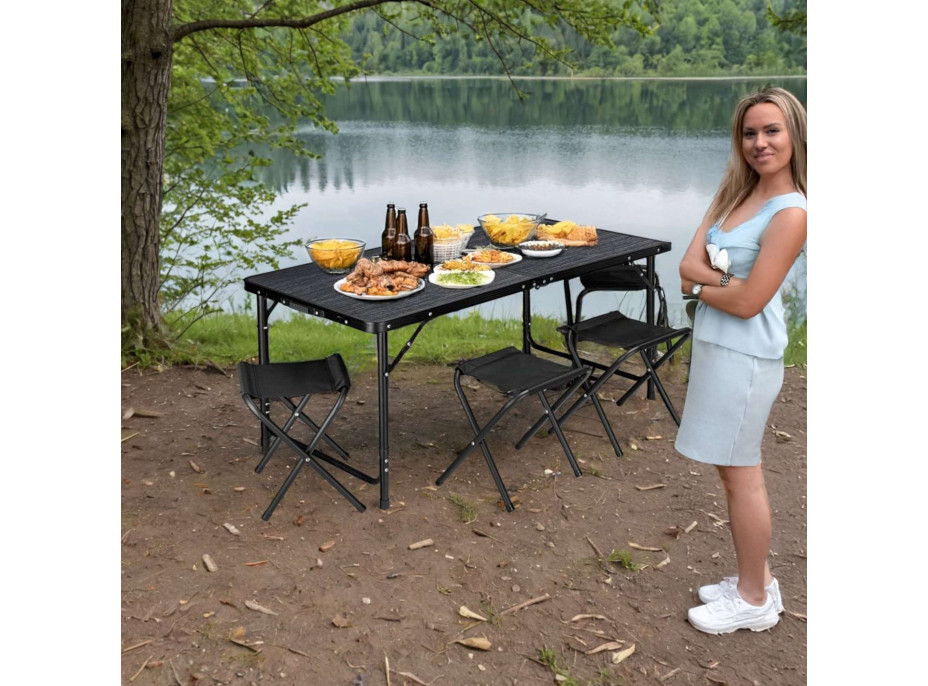 Campingová zostava TRAMP BLACK WOOD 120x60 cm - čierna