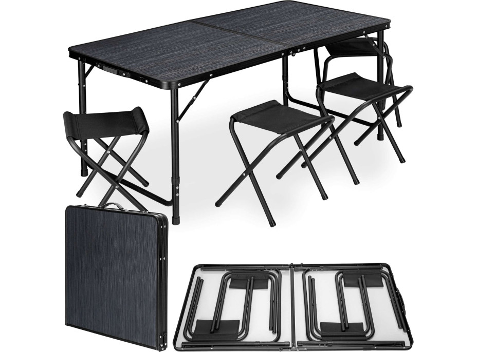 Campingová zostava TRAMP BLACK WOOD 120x60 cm - čierna