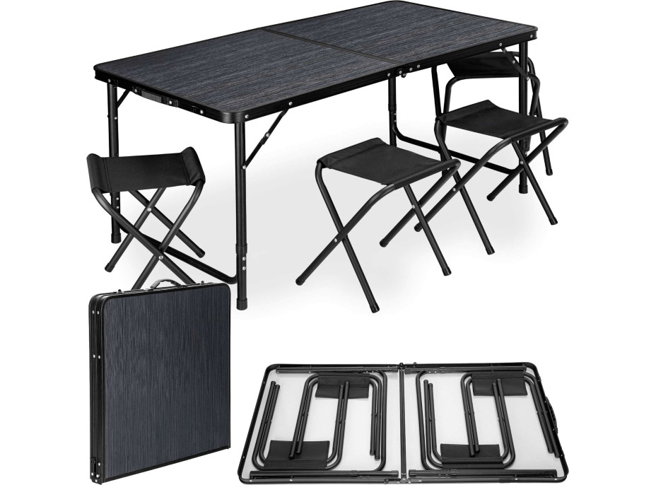 Campingová zostava TRAMP BLACK WOOD 120x60 cm - čierna