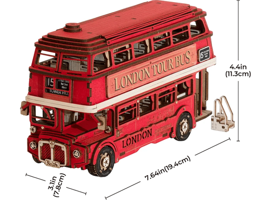 ROBOTIME Rolife DIY 3D drevené puzzle Londýnsky double-decker 245 dielikov