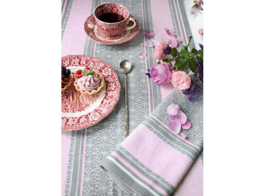 Žakárová kuchynská utierka CARINO 005 - 40x60 cm - ružová/sivá