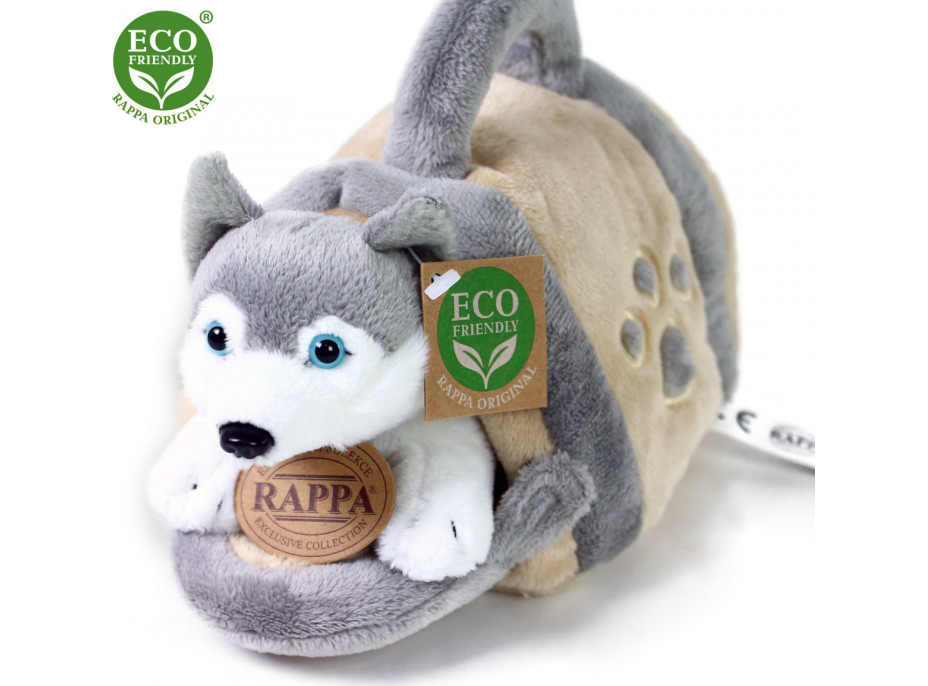 Rappa Plyšový pes Husky s prepravkou 13 cm ECO-FRIENDLY