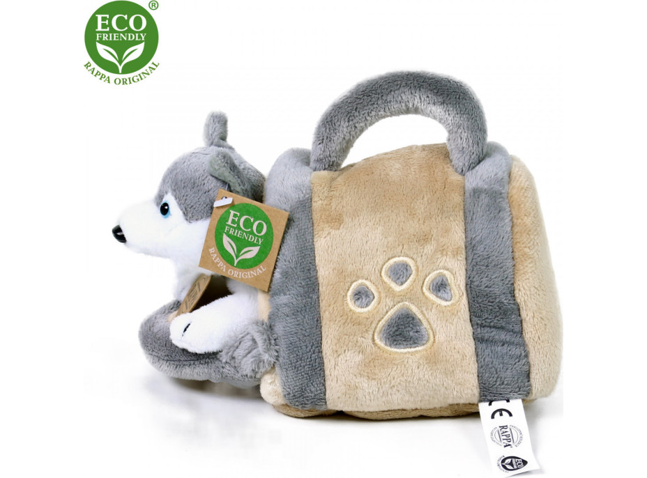 Rappa Plyšový pes Husky s prepravkou 13 cm ECO-FRIENDLY