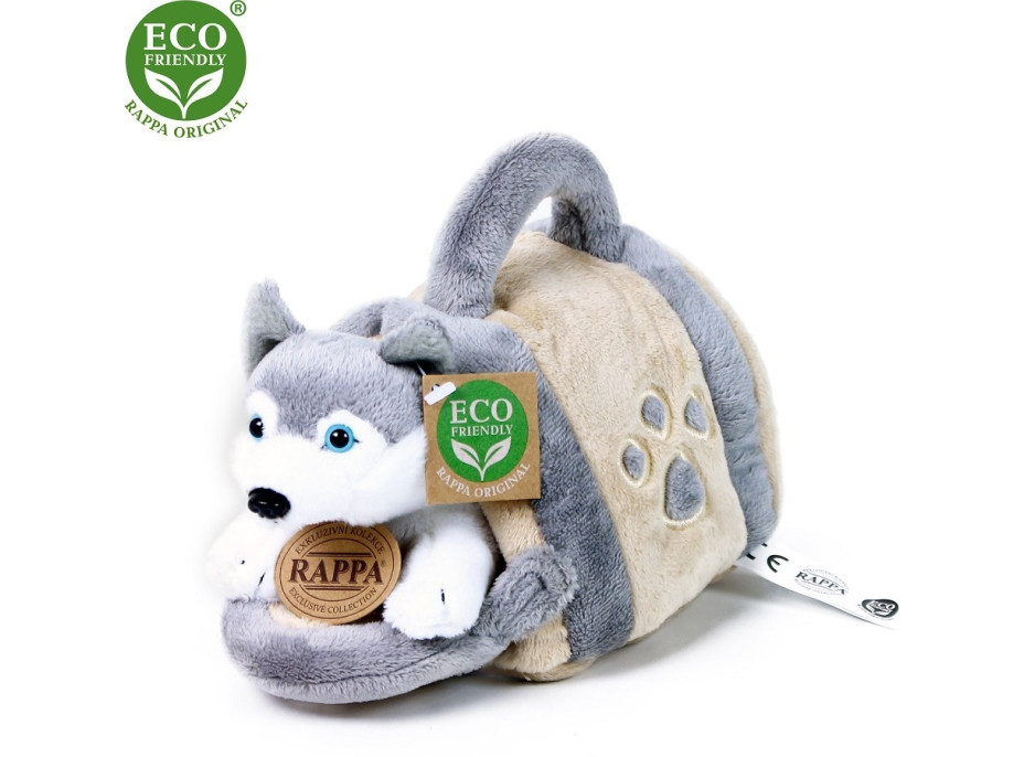 Rappa Plyšový pes Husky s prepravkou 13 cm ECO-FRIENDLY