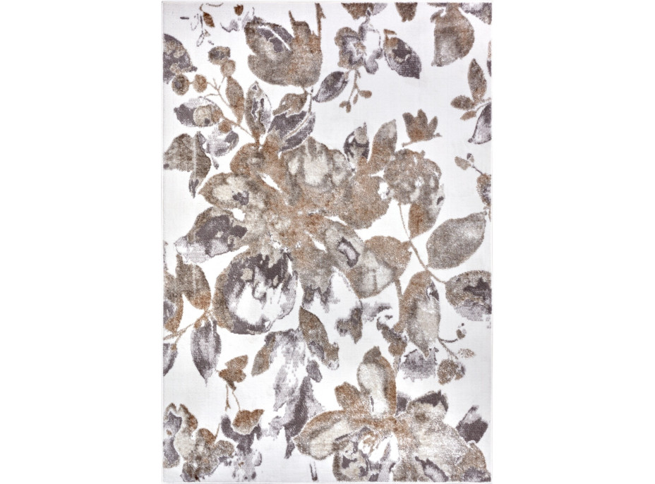 Kusový koberec Shine 105922 Floral White Grey Brown