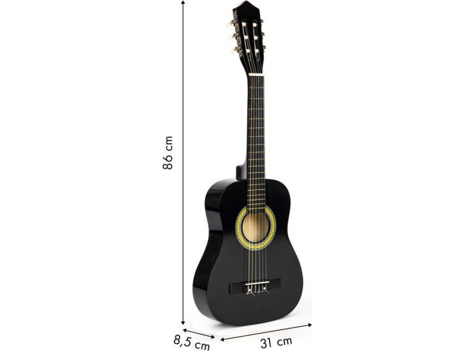 ECOTOYS Detská gitara čierna 86 cm