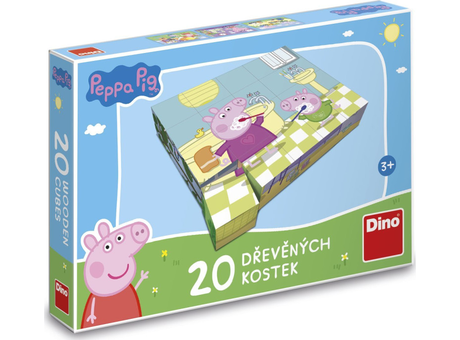 DINO Obrázkové kocky Prasiatko Peppa: Veselý deň, 20 kociek