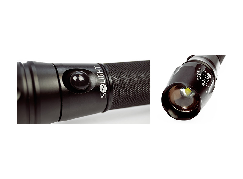 Solight LED nabíjacie profesionálne svietidlo, 600lm, T6 XML Cree LED, zoom, Li-Ion