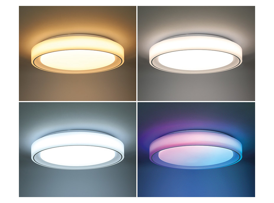 Solight LED osvetlenie s diaľkovým ovládačom Floco, 30W + 6W RGB, 2100lm, 40cm, zmena chromatickosti, stmievateľné