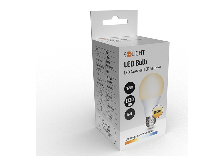 Solight LED žiarovka, klasický tvar, 12W, E27, 3000K, 270 °, 1320lm