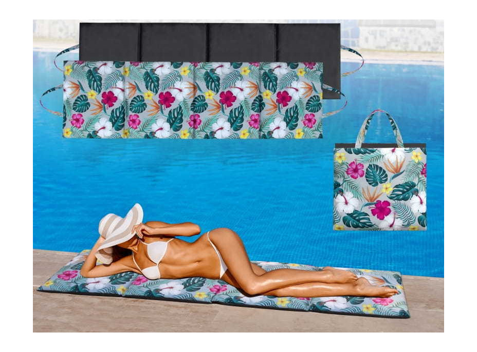 Obojstranná plážová podložka 180x50x3 cm - grafitová/Verano šedá