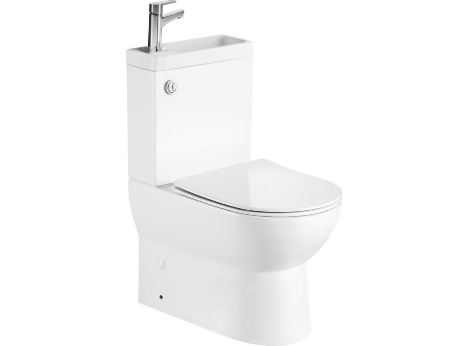 Aqualine JALTA HYGIE WC kombi s umývadlom, Rimless, spodný/zadný odpad, biela PB103H