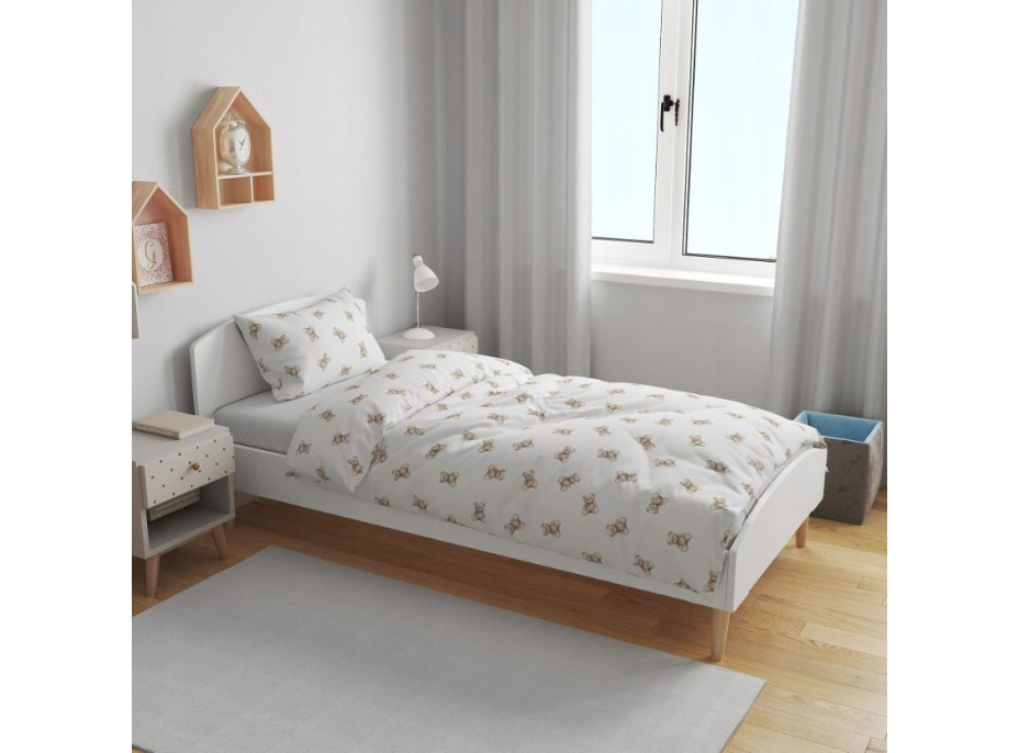 Detské bavlnené obliečky 140x200 cm BABYMAM PREMIUM - Medvedík Teddy