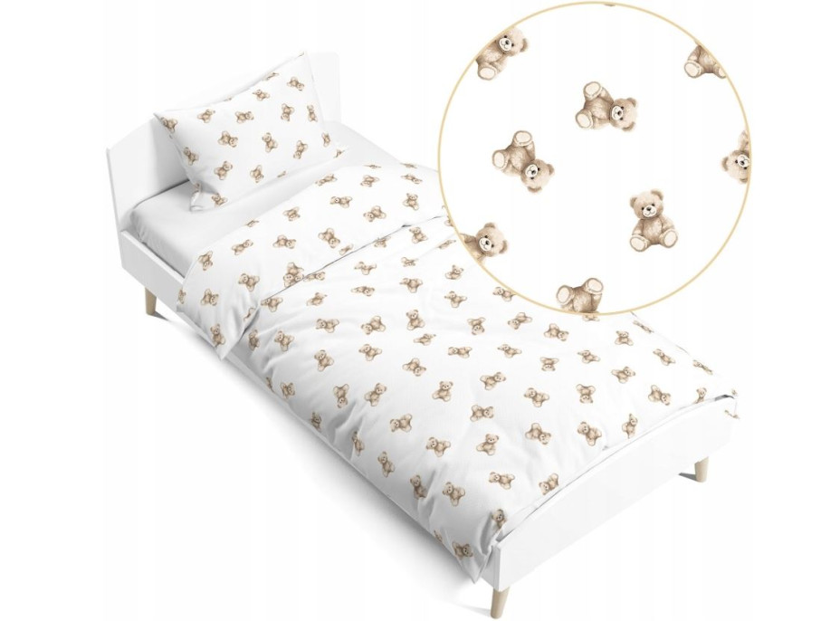 Detské bavlnené obliečky 140x200 cm BABYMAM PREMIUM - Medvedík Teddy