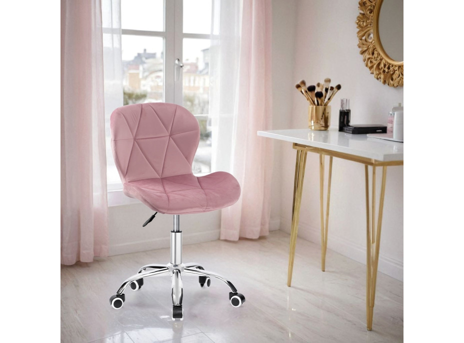 Detská otočná stolička SPINER Velvet - ružová