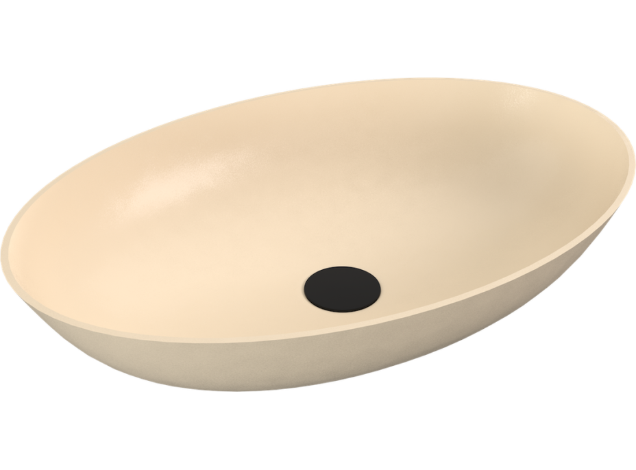 Polysan BANERA OVAL umývadlo na dosku, liaty mramor, 60x40cm, béžová mat 14397.81