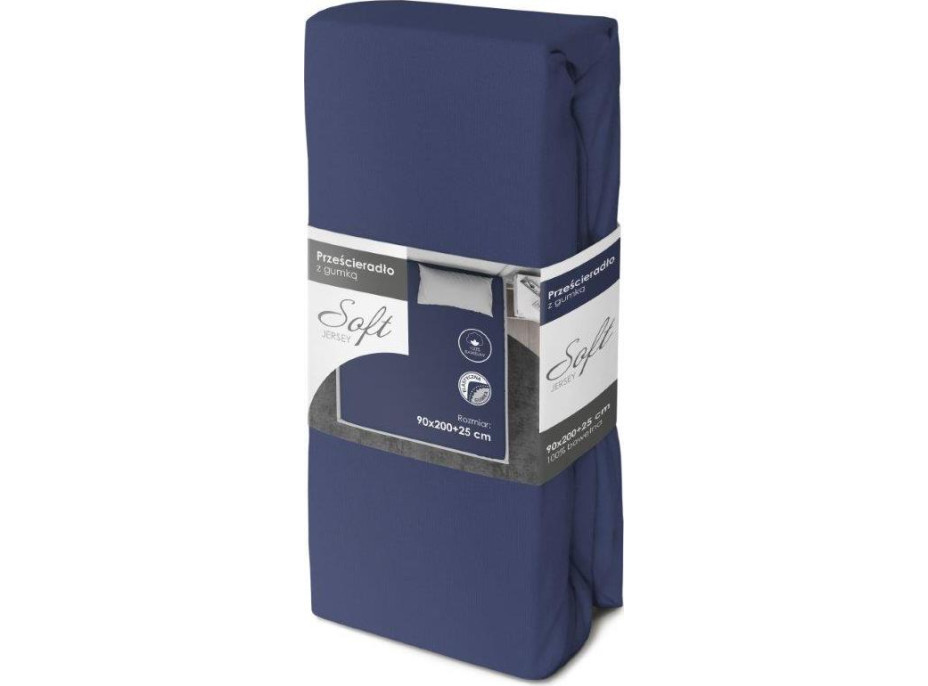 Jersey prestieradlo SOFT 200x90 cm + 25cm - modré
