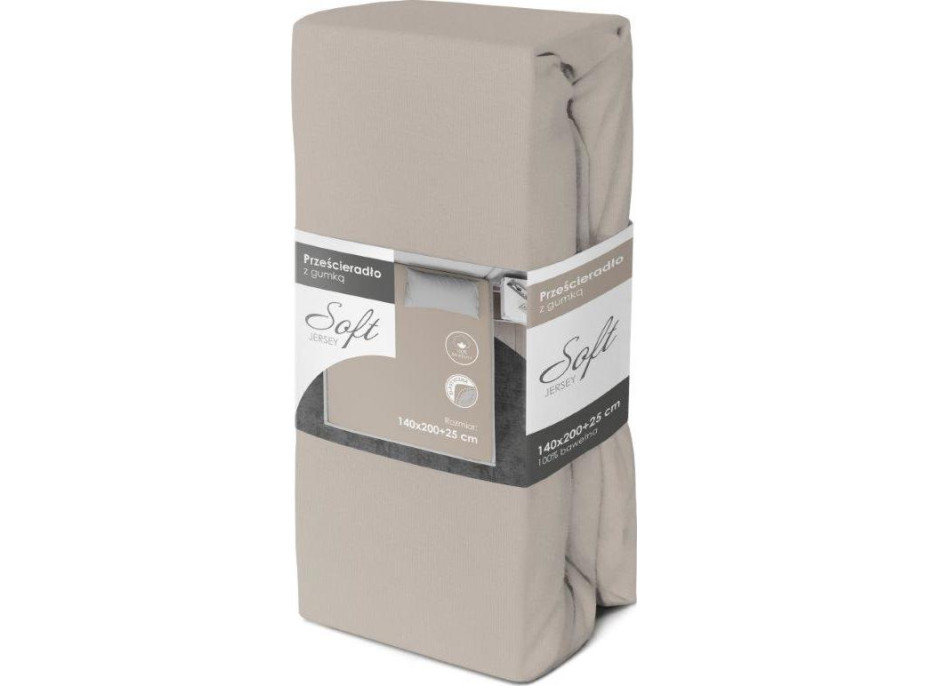 Jersey prestieradlo SOFT 200x140 cm + 25cm - šedé